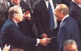 Congressman Israel greets Prime Minister Ehud Olmert at the 2006 Joint Session between the House and the Senate.
